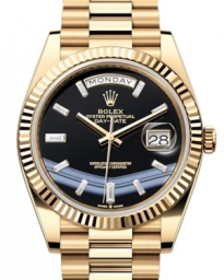 Rolex Day-Date 40-228238 (Yellow Gold President Bracelet, Onyx Diamond-set Index Dial, Fluted Bezel) (m228238-0059)