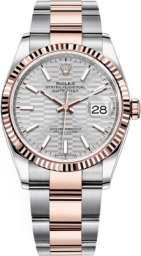 Rolex Datejust 36-126231 (Everose Rolesor Oyster Bracelet, Silver Fluted Index Dial, Fluted Bezel)