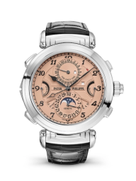 Patek Philippe Grand Complications 47.7-6300A-010 (Shiny-black Alligator Leather Strap, Salmon-Black Double-sided Arabic Dial, Stainless Steel Smooth Bezel) (6300A-010)