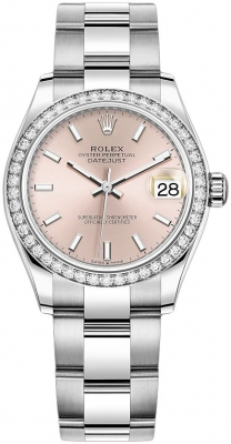 Rolex Datejust 31-278384RBR (Oystersteel Oyster Bracelet, Pink Index Dial, Diamond Bezel)
