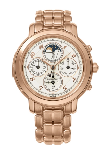 Audemars Piguet Jules Audemars 42-25984OR.OO.1138OR.01 (Pink Gold Bracelet, White Arabic Dial, Pink Gold Smooth Bezel)