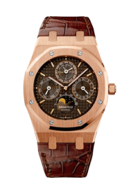 Audemars Piguet Royal Oak 39-26252OR.OO.D092CR.01 (Brown Alligator Leather Strap, Grande Tapisserie Brown Index Dial, Pink Gold Smooth Bezel) (26252OR.OO.D092CR.01)