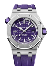 Audemars Piguet Royal Oak Offshore 42-15710ST.OO.A077CA.01 (Purple Rubber Strap, Méga Tapisserie Purple Index Dial, Stainless Steel Smooth Bezel) (15710ST.OO.A077CA.01)