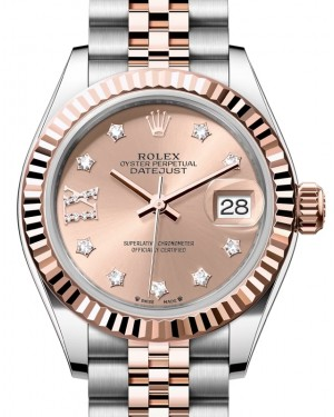 Rolex Lady-Datejust 28-279171 (Everose Rolesor Jubilee Bracelet, Gold Diamond IX-set Rosé Dial, Fluted Bezel)