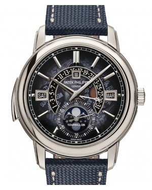 Patek Philippe Grand Complications 40.2-5316/50P-001 (Navy-blue Calfskin Strap, Sapphire Crystal Black-gradient Rim Index Dial, Platinum Smooth Bezel)