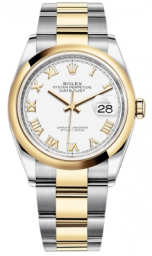 Rolex Datejust 36-126203 (Yellow Rolesor Oyster Bracelet, White Roman Dial, Domed Bezel) (m126203-0030)