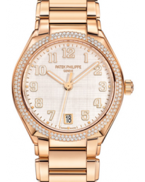 Patek Philippe Twenty~4 36-7300/1200R-010 (Rose Gold Bracelet, Silvery Vertical/Horizontal Satin-finished Arabic Dial, Diamond Bezel) (7300/1200R-010)