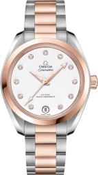 Omega Seamaster Aqua Terra 150M 34-220.20.34.20.52.001 (Stainless Steel & Sedna Gold Bracelet, Silver-toned Diamond Index Dial, Sedna Gold Bezel) (Omega 220.20.34.20.52.001)