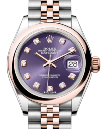 Rolex Lady-Datejust 28-279161 (Everose Rolesor Jubilee Bracelet, Gold Diamond-set Aubergine Dial, Domed Bezel) (m279161-0015)