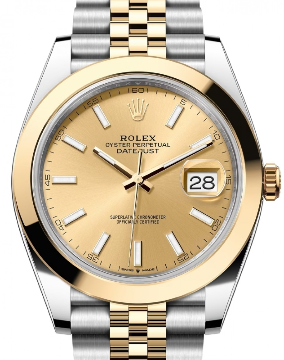 Rolex Datejust 41-126303 (Yellow Rolesor Jubilee Bracelet, Champagne Index Dial, Smooth Bezel)