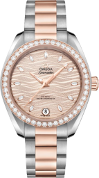 Omega Seamaster Aqua Terra 150M 34-220.25.34.20.59.001 (Stainless Steel & Sedna Gold Bracelet, Wave-embossed Nude Index Dial, Sedna Gold Diamond-set Bezel) (Omega 220.25.34.20.59.001)