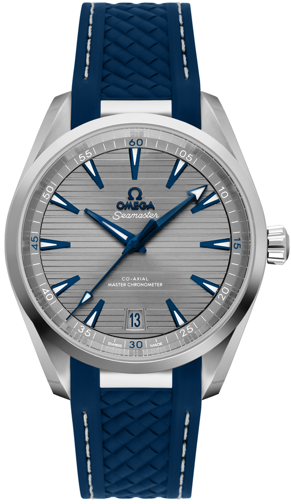 Omega Seamaster Aqua Terra 150M 41-220.12.41.21.06.001 (Structured Blue Rubber Strap, Horizontal-teak Grey Index Dial, Stainless Steel Bezel)