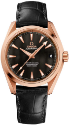 Omega Seamaster Aqua Terra 150M 38.5-231.53.39.21.06.003 (Black Alligator Leather Strap, Vertical-teak Grey Index Dial, Red Gold Bezel) (Omega 231.53.39.21.06.003)