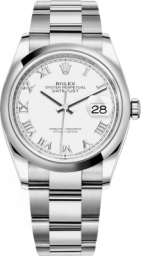 Rolex Datejust 36-126200 (Oystersteel Oyster Bracelet, White Roman Dial, Domed Bezel) (m126200-0008)