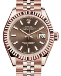 Rolex Lady-Datejust 28-279175 (Everose Gold Jubilee Bracelet, Chocolate Index Dial, Fluted Bezel) (m279175-0008)