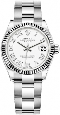 Rolex Datejust 31-278274 (Oystersteel Oyster Bracelet, White Roman Dial, Fluted Bezel)