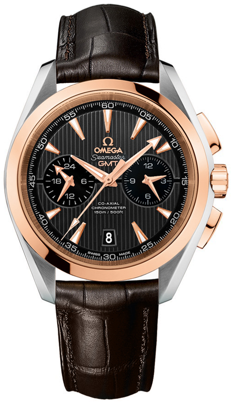 Omega Seamaster Aqua Terra 150M 43-231.23.43.52.06.001 (Brown Alligator Leather Strap, Vertical-teak Grey Index Dial, Red Gold Bezel)