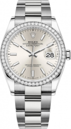 Rolex Datejust 36-126284RBR (Oystersteel Oyster Bracelet, Silver Index Dial, Diamond Bezel) (m126284rbr-0006)