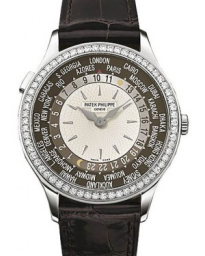 Patek Philippe Complications 36-7130G-010 (Chestnut-brown Alligator Leather Strap, Hand-guilloched Brown Index Dial, Diamond Bezel) (7130G-010)