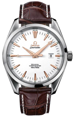 Omega Seamaster Aqua Terra 150M 39.2-2803.34.37 (Brown Alligator Leather Strap, Silver-toned Index Dial, Stainless Steel Bezel)