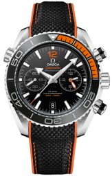 Omega Seamaster Planet Ocean 600M 45.5-215.32.46.51.01.001 (Black Structured Rubber Strap, Black Ceramic Arabic/Index Dial, Rotating Orange Rubber/Black Ceramic Bezel) (Omega 215.32.46.51.01.001)