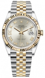 Rolex Datejust 36-126233 (Yellow Rolesor Jubilee Bracelet, VI IX Gold Diamond-set Silver Dial, Fluted Bezel) (m126233-0031)
