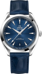 Omega Seamaster Aqua Terra 150M 41-220.13.41.21.03.003 (Blue Alligator Leather Strap, Horizontal-teak Blue Index Dial, Stainless Steel Bezel) (Omega 220.13.41.21.03.003)