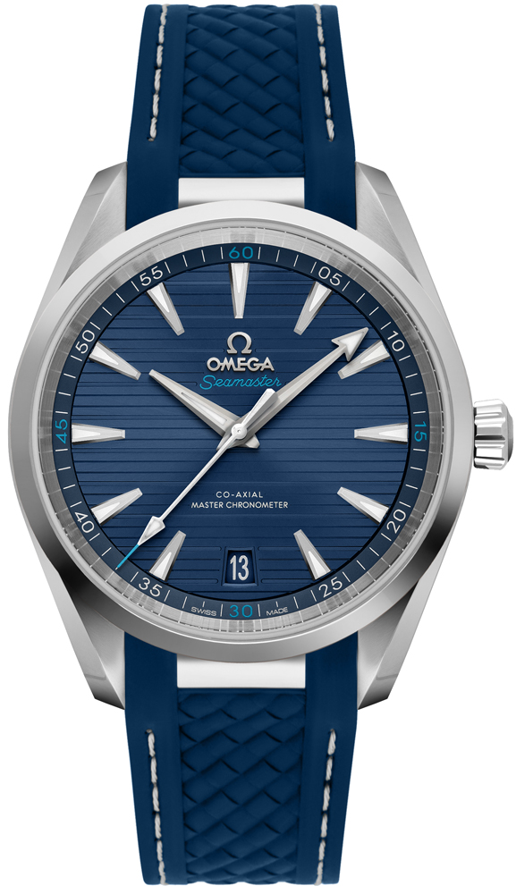 Omega Seamaster Aqua Terra 150M 41-220.12.41.21.03.002 (Structured Blue Rubber Strap, Horizontal-teak Blue Index Dial, Stainless Steel Bezel)