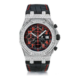 Audemars Piguet Royal Oak Offshore 42-26191BC.ZZ.D002CR.01 (Black Alligator Leather Strap, Méga Tapisserie Black Arabic Dial, White Gold Diamond-set Bezel) (26191BC.ZZ.D002.CR.01)