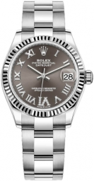 Rolex Datejust 31-278274 (Oystersteel Oyster Bracelet, VI Diamond-set Dark-grey Dial, Fluted Bezel) (m278274-0027)