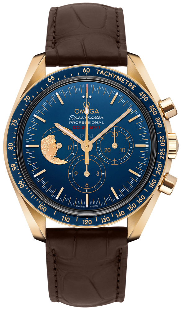 Omega Speedmaster Moonwatch 42-311.63.42.30.03.001 (Brown Alligator Leather Strap, Blue Index Dial, Blue Tachymeter Bezel)