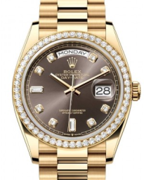 Rolex Day-Date 36-128348RBR (Yellow Gold President Bracelet, Gold Diamond-set Dark-grey Dial, Diamond Bezel) (m128348rbr-0005)