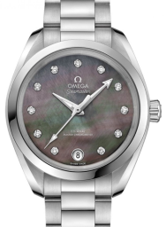 Omega Seamaster Aqua Terra 150M 34-220.10.34.20.57.001 (Stainless Steel Bracelet, Black MOP Diamond Index Dial, Stainless Steel Bezel) (Omega 220.10.34.20.57.001)