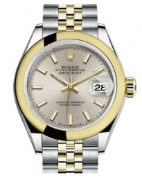 Rolex Lady-Datejust 28-279163 (Yellow Rolesor Jubilee Bracelet, Silver Index Dial, Domed Bezel) (m279163-0019)