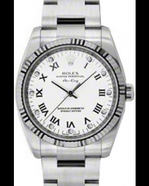 Rolex Air-King 34-114234 (Oystersteel Oyster Bracelet, Diamond-set White Roman Dial, Fluted Bezel)