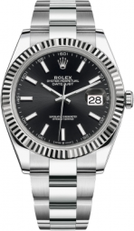 Rolex Datejust 41-126334 (Oystersteel Oyster Bracelet, Bright-black Index Dial, Fluted Bezel) (m126334-0017)