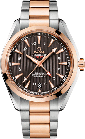 Omega Seamaster Aqua Terra 150M 43-231.20.43.22.06.003 (Red Gold & Stainless Steel Bracelet, Vertical-teak Grey Index Dial, Red Gold Bezel)