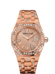 Audemars Piguet Royal Oak 33-67616OR.ZZ.1234OR.01 (Diamond-set Pink Gold Bracelet, Grande Tapisserie Leaves Pink Gold-toned Index Dial, Pink Gold Diamond-set Bezel) (67616OR.ZZ.1234OR.01)