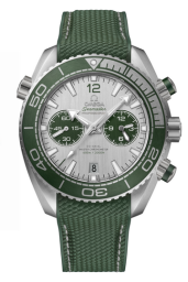 Omega Seamaster Planet Ocean 600M 45.5-215.32.46.51.06.001 (Grey Structured Rubber Strap, Vertical-brushed Matte-silver Arabic/Index Dial, Rotating Green Ceramic Bezel) (Omega 215.32.46.51.06.001)