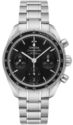 Omega Speedmaster Non-Moonwatch 38-324.30.38.50.01.001 (Stainless Steel Bracelet, Sun-brushed Black Index Dial, Black Tachymeter Bezel) (Omega 324.30.38.50.01.001)