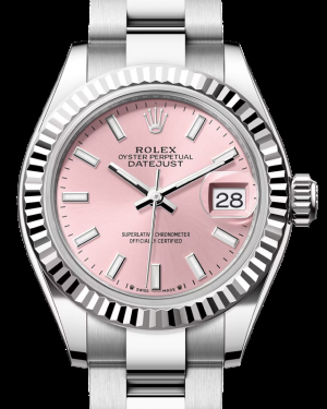 Rolex Lady-Datejust 28-279174 (Oystersteel Oyster Bracelet, Pink Index Dial, Fluted Bezel)