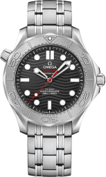 Omega Seamaster Diver 300M 42-210.30.42.20.01.002 (Titanium Bracelet, Wave-embossed Black Dot Index Dial, Rotating Titanium Bezel) (Omega 210.30.42.20.01.002)