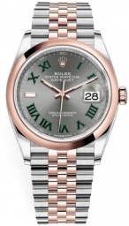 Rolex Datejust 36-126201 (Everose Rolesor Jubilee Bracelet, Slate Roman Dial, Domed Bezel)