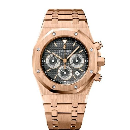 Audemars Piguet Royal Oak 39-25960OR.OO.1185OR.03 (Pink Gold Bracelet, Grande Tapisserie Black Index Dial, Pink Gold Smooth Bezel)