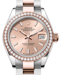 Rolex Lady-Datejust 28-279381RBR (Everose Rolesor Oyster Bracelet, Rosé Index Dial, Diamond Bezel) (m279381rbr-0024)