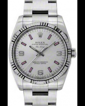 Rolex Air-King 34-114234 (Oystersteel Oyster Bracelet, Silver Pink-Index/Arabic Dial, Fluted Bezel)