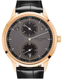 Patek Philippe Complications 40.5-5235/50R-001 (Matte-black Alligator Leather Strap, Two-tone Graphite Ebony Black Index Dial, Rose Gold Smooth Bezel) (5235/50R-001)