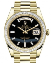 Rolex Day-Date 40-228398TBR (Yellow Gold President Bracelet, Diamond-set Onyx Dial, Diamond Bezel) (m228398tbr-0038)