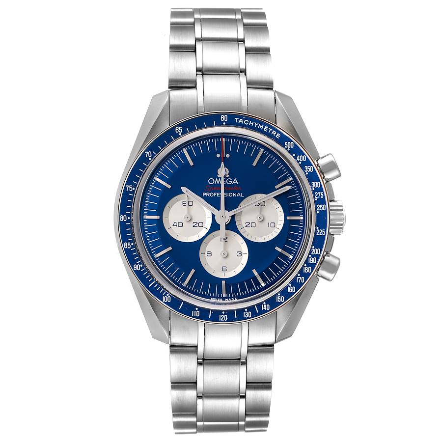 Omega Speedmaster Moonwatch 42-522.30.42.30.03.001 (Stainless Steel Bracelet, Blue Index Dial, Blue Tachymeter Bezel)