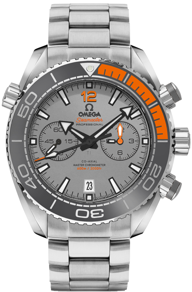 Omega Seamaster Planet Ocean 600M 45.5-215.90.46.51.99.001 (Titanium Bracelet, Grey Arabic/Index Dial, Rotating Orange Rubber/Grey Ceramic Bezel)